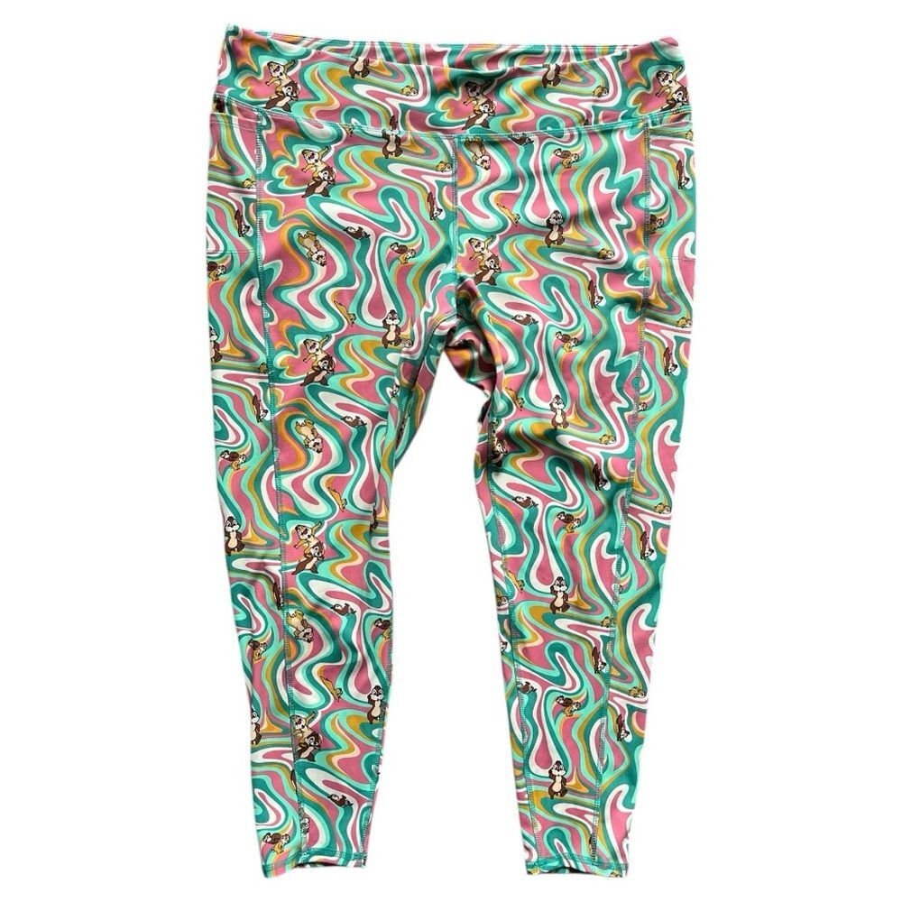 Disney Chip and Dale Chipmunks Women’s 1X Leggings Whimsical Playful Plus Size